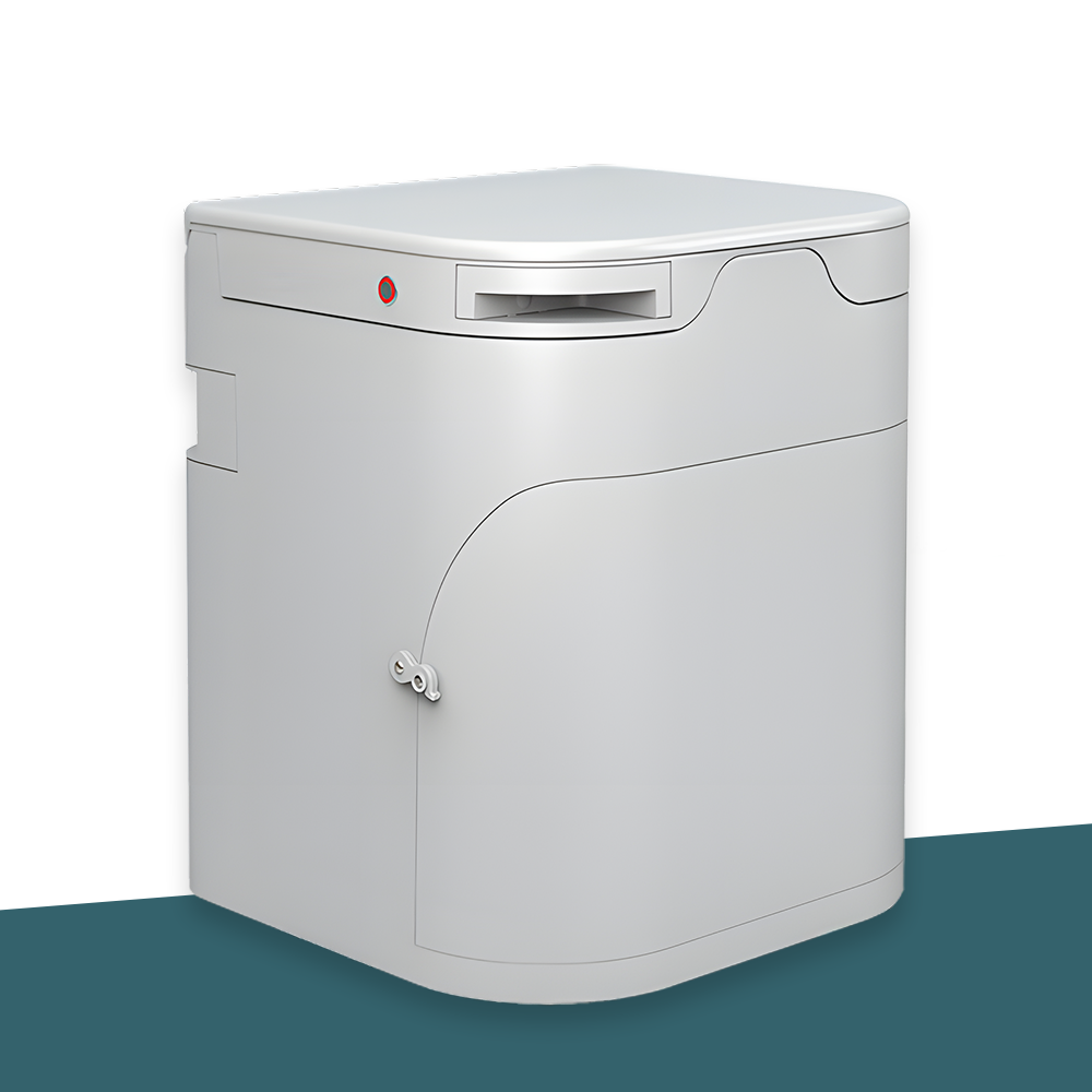 left side view of OGO Origin Sleek Composting Toilet