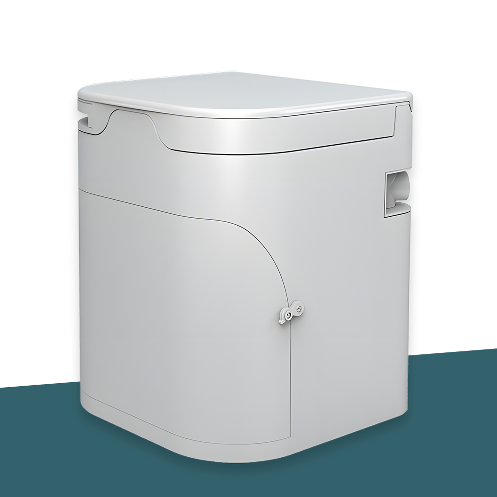 right side view of OGO Origin Sleek Composting Toilet