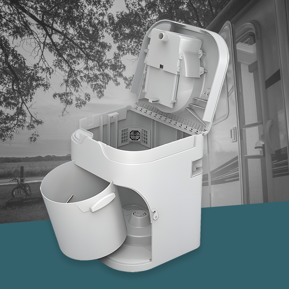 outdoor view with OGO Origin Sleek Composting Toilet