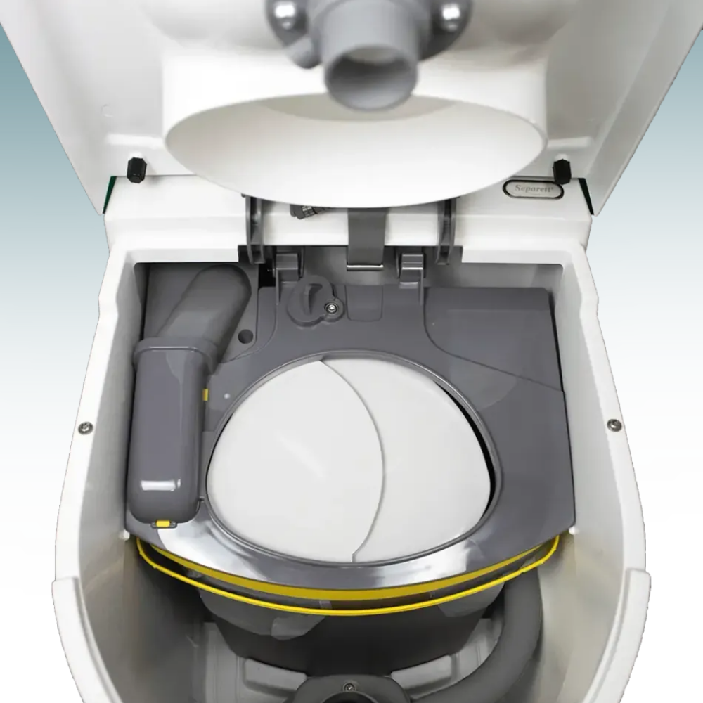 Close-up of a toilet mechanism with a white background