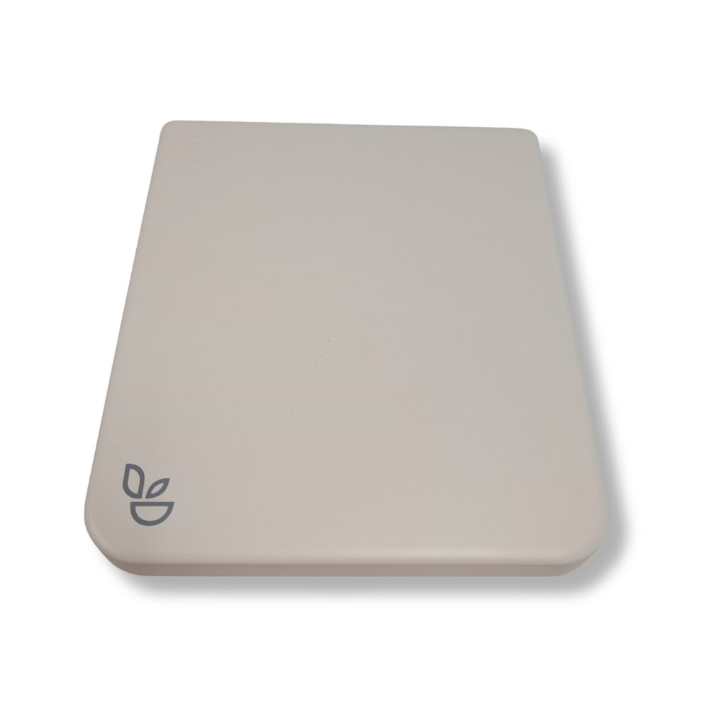 A White rectangular lid for portable toilet bowl