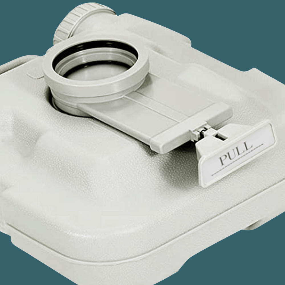 Side view with closed lid, showcasing compact rectangular shape and portable design.