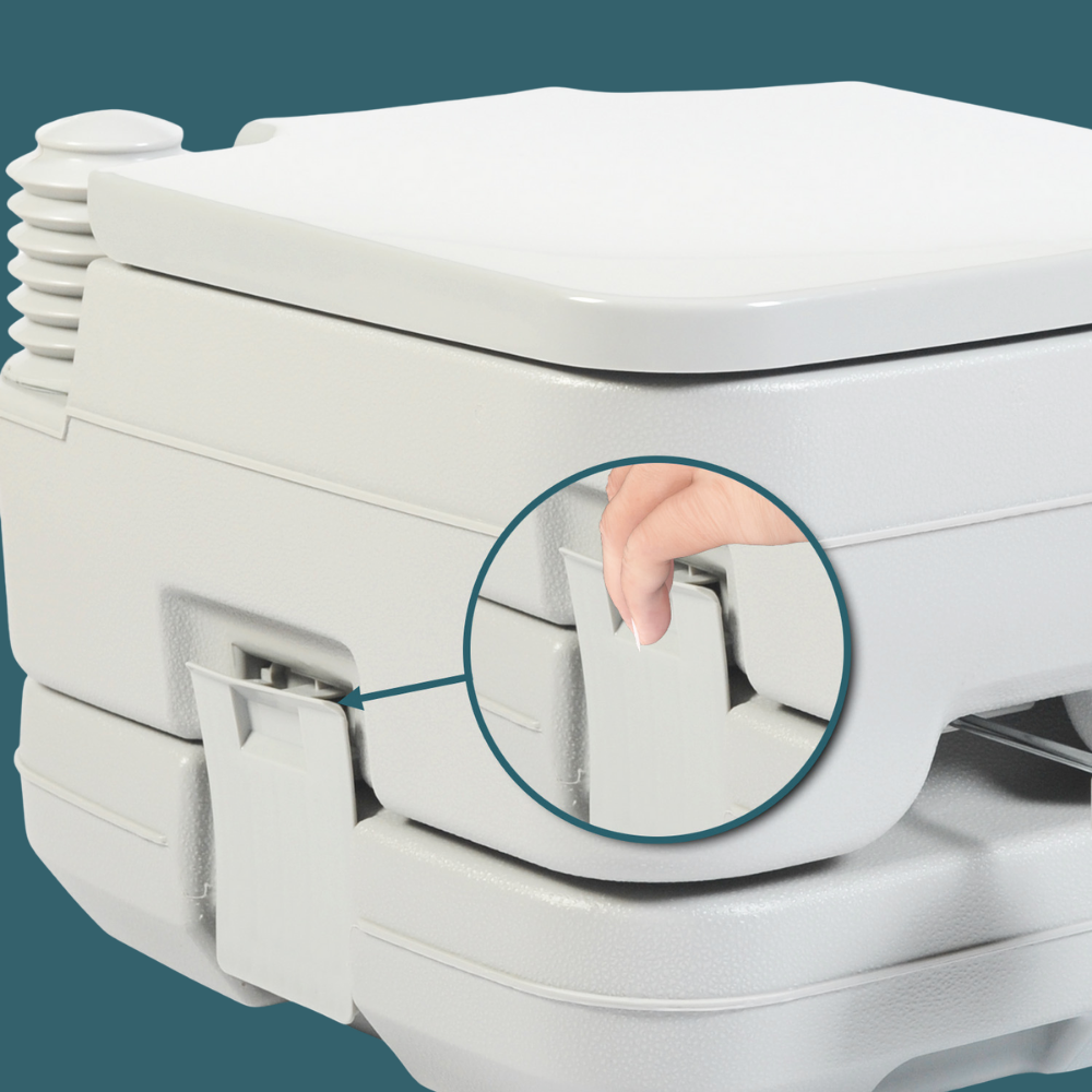 Zoomed-in view of sliding valve positions, showing open vs. closed indicators for waste tank sealing.