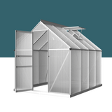 front view of 2.4m Greenfingers Aluminium Polycarbonate Green House Garden Shed