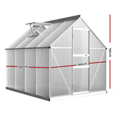 dimensions of 2.4m Greenfingers Aluminium Polycarbonate Green House Garden Shed