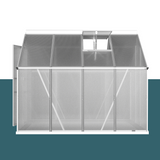 side view of 2.4m Greenfingers Aluminium Polycarbonate Green House Garden Shed