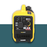 A frontal image of the Maxwatt MX2000iS inverter generator presents its sleek, compact design. The control panel is prominently displayed, emphasising its user-friendly features like AC/DC outputs and parallel operation outlets