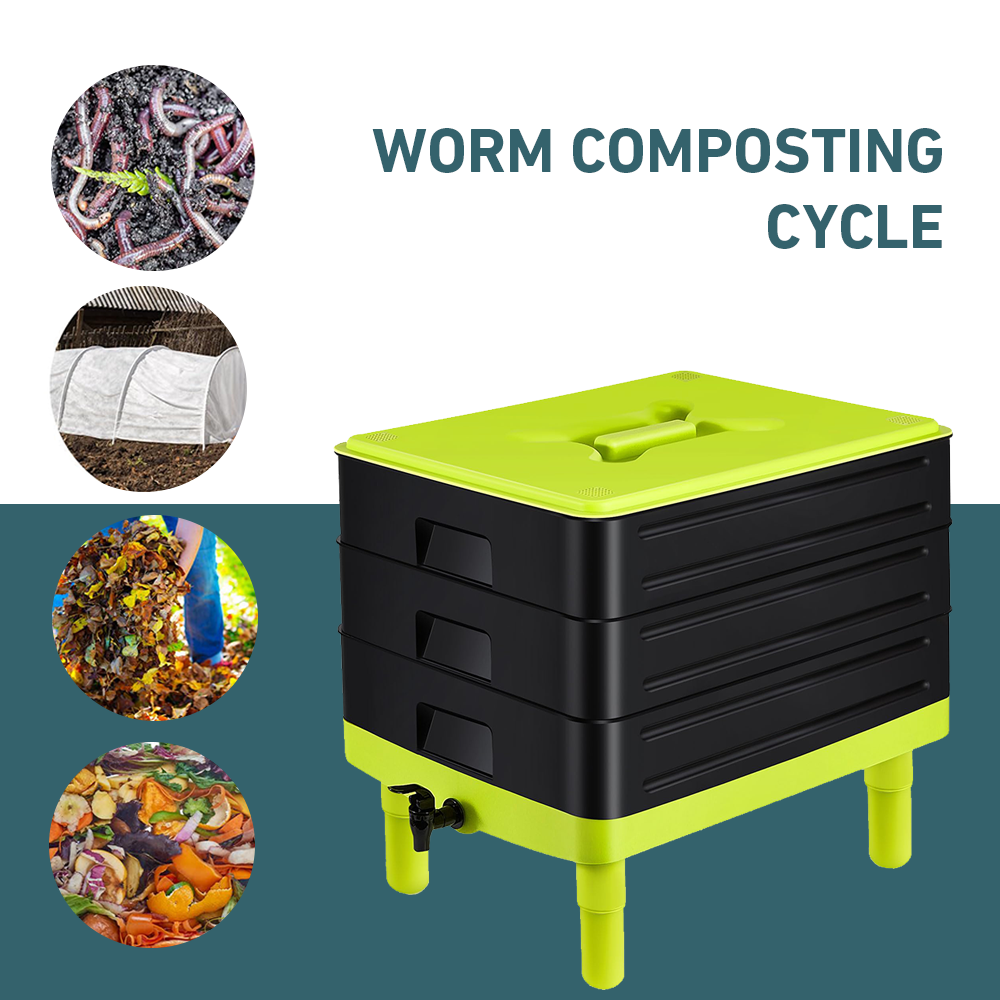 Worm Compost Display New Aim 60L Large 3-Tray Worm Compost Bin – Eco Off Grid