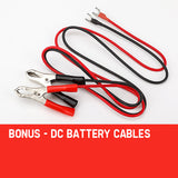  view of the included DC battery cables, highlighting the bonus accessories for easy setup.
