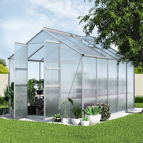 Greenfingers 3 x 2.5 x 2.26M Double Doors Aluminium Greenhouse Shed