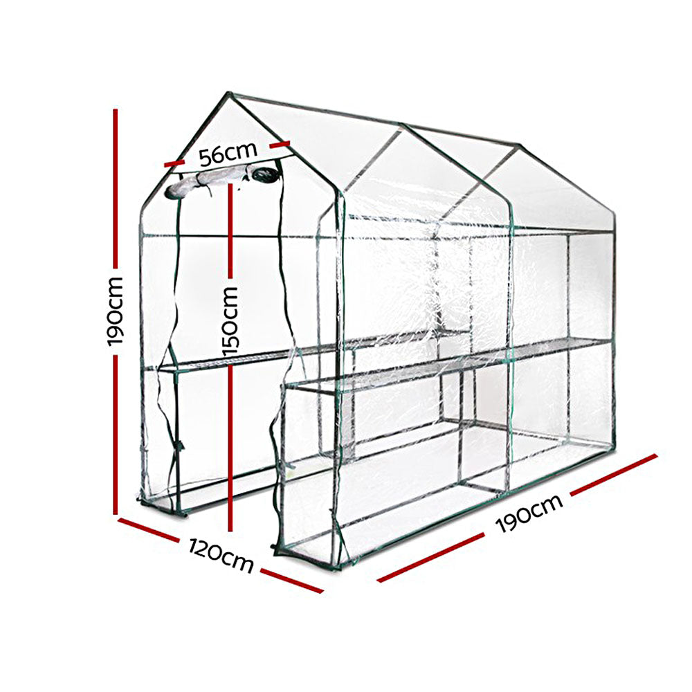 Greenfingers 1.2 x 1.9 x 1.9M W4-Shelf Walk in Greenhouse