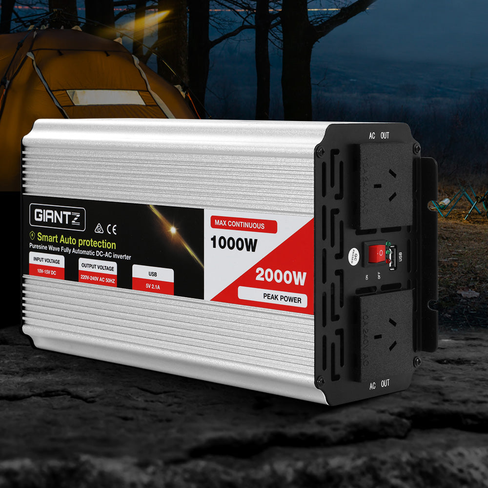 Power inverter placed on rugged outdoor ground, highlighting its use in industrial or remote settings.
