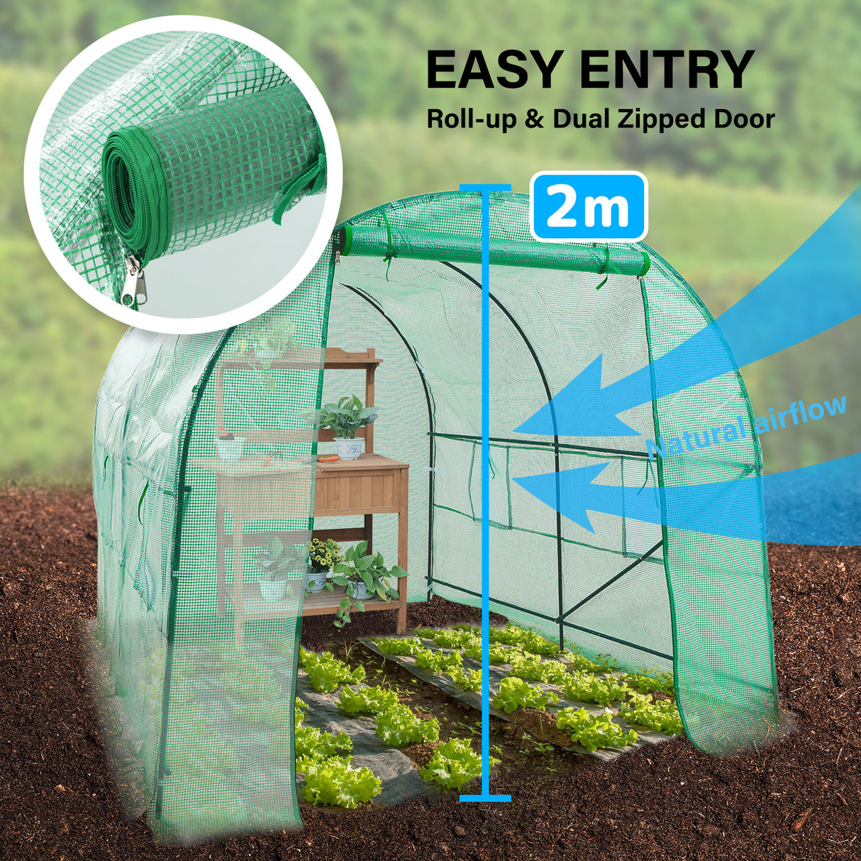 Home Ready 3 x 2 x 2M PE Walk In Greenhouse Tunnel