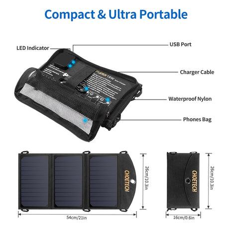 CHOETECH SC001 19W Ultra Portable Solar Powered USB Charging System