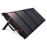 A folded view of the solar panel with kickstands, emphasizing its sleek design and compact storage capabilities.