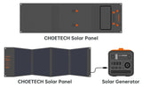 A labeled graphic of the solar panel’s layout and connection points, detailing its features for easy use and setup.