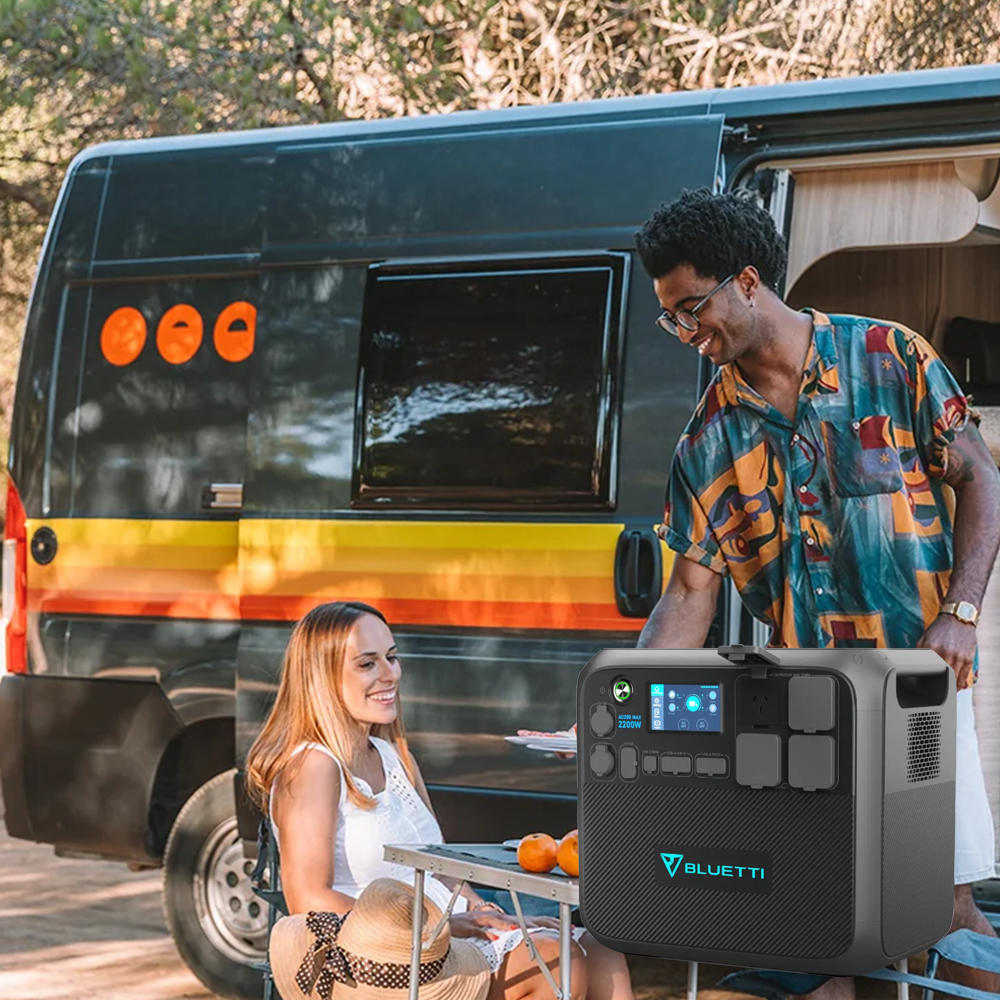 Vanlife Use Case: Depicts the BLUETTI AC200MAX as the perfect power companion for vanlife, allowing users to enjoy the outdoors without sacrificing convenience and essential power supply.