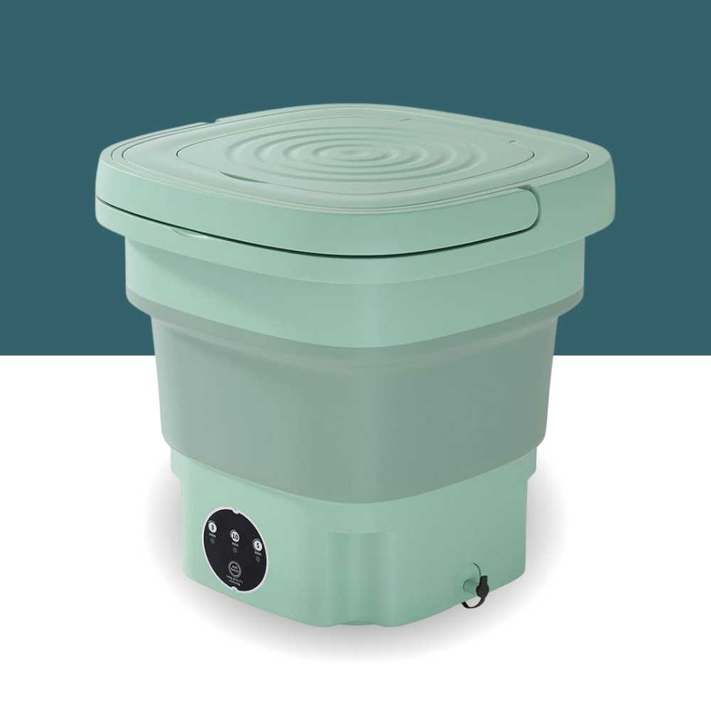 Devanti portable washing machine on a teal and white background