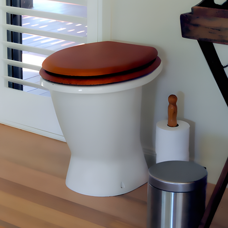 toilet room using Ecoflo Premium Timber Toilet Seat (Soft Close)