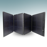 Foldable solar panel on a gradient gray background