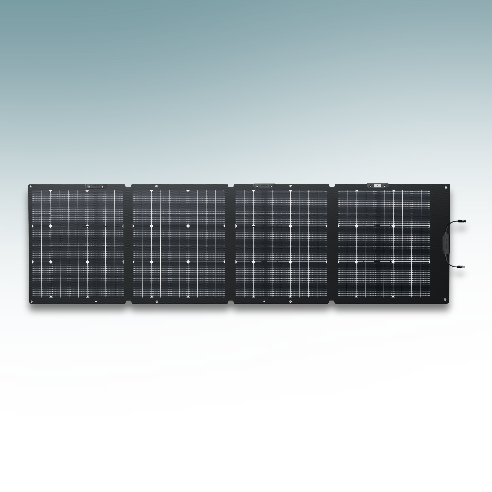 Foldable solar panel on a gradient gray background