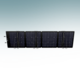 Set of five solar panels on a light gray background