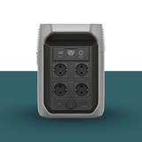Power strip with multiple sockets on a gradient background