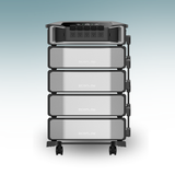 Stack of electronic power units on a gradient background