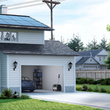 House with a garage and solar panels on the roof