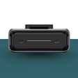 Black electronic device with ports on a gradient background