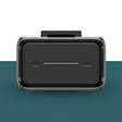 Black electronic device with ports on a gradient background