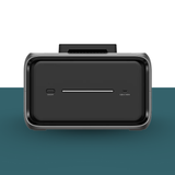 Black electronic device with ports on a gradient background
