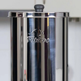 Stainless steel coffee filter with 'Filteroo' branding on a white background