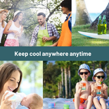Collage of people enjoying outdoor activities with text 'Keep cool anywhere anytime'.