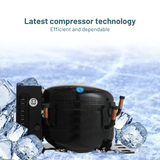 Compressor technology with ice cubes on a white background