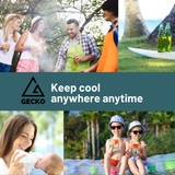 Collage of people enjoying outdoor activities with Gecko brand advertisement.