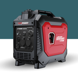 Black and red portable generator on a white background