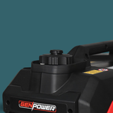 Black power washer with 'GenPower' branding on a teal background