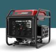 Red and black portable generator on a white background