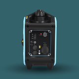 Portable power station with control panel on a teal background