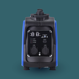 Black and blue electronic device with connectors on a teal background