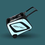 Portable generator with 'Gentrax' branding on a teal background