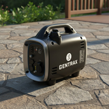 Gentrax portable generator on a stone patio