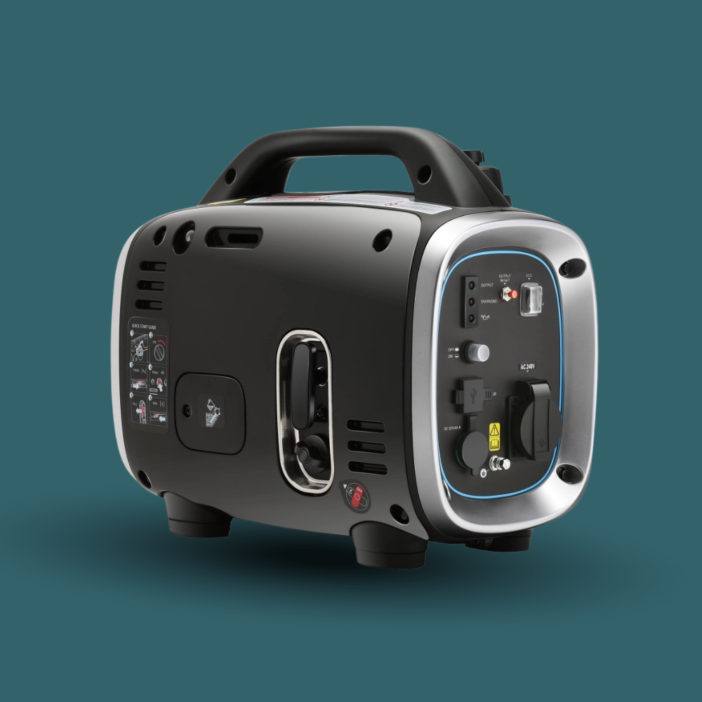 Portable generator on a teal background