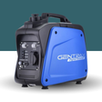 Blue and black Gentrax digital inverter on a white background