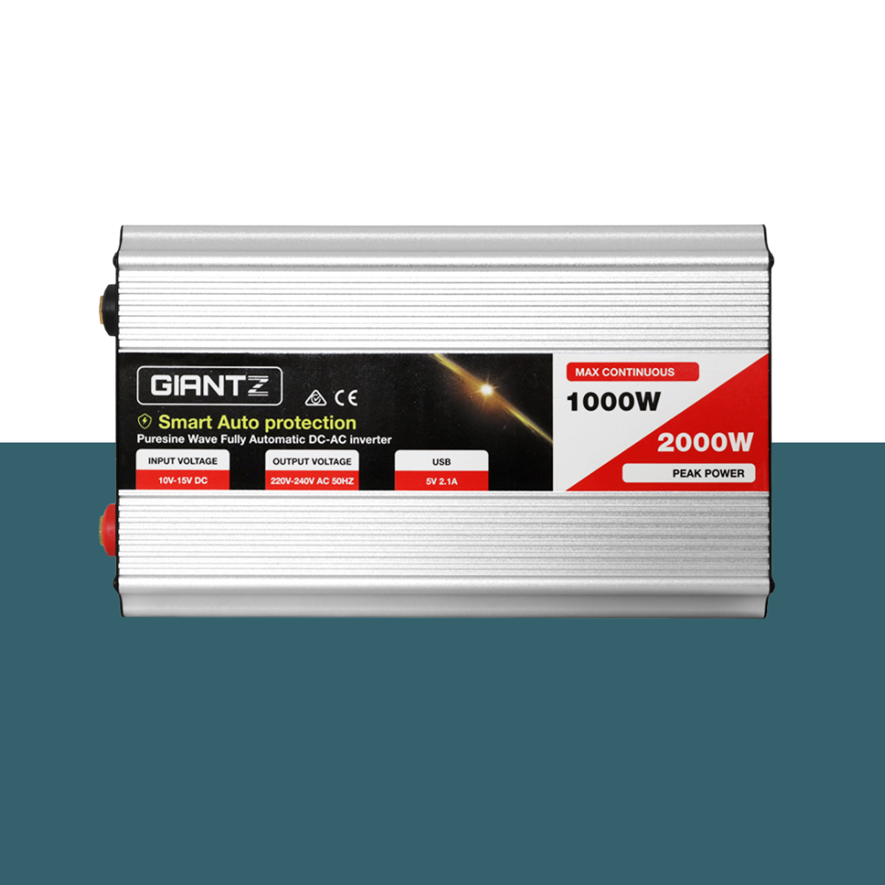 Side view of the inverter showing its compact and sleek metal casing.