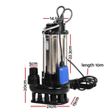 dimensions of giantz-2000w-dirty-water-submersible-bore-pump