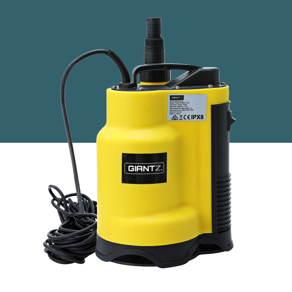 front view of Giantz 750W Dirty Water Steel Submersible Bore Pump