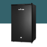 Glacio 95L 12V/24V/240V Portable Upright Fridge Chiller with a brand logo on a white and teal background
