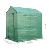 Green garden greenhouse with dimensions on a white background